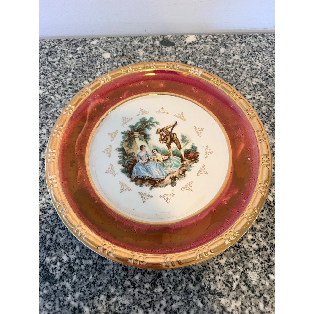 A. Bausscher Vintage Fragonard Decorative Plate Unisex OS Burgundy Porcelain